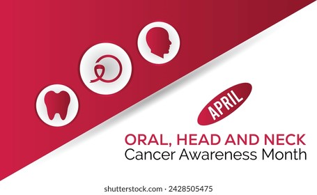 Oral, Head and Neck cancer awareness month observed every year in April. poster, card and background vector illustration design.
