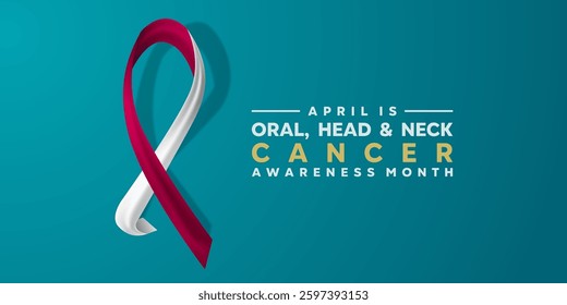 Oral, Head and Neck Cancer Awareness Month. Ribbon and shadow. Great for cards, banners, posters, social media and more. Green background.