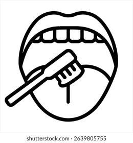 Oral Health Hygiene Routine Tongue Scraping Fresh Breath and Dental Care for a Healthy Mouth Icon