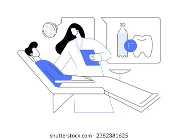 Oral health improvement abstract concept vector illustration. Dentist tells patient about fluoridated drinking water, public health medicine sector, teeth improvement abstract metaphor.