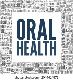 Oral health vector illustration word cloud isolated on a white background.