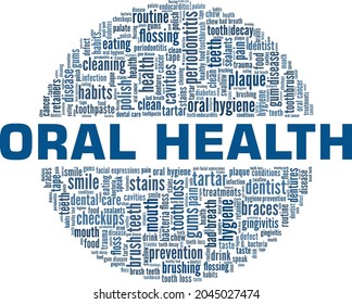 Oral health vector illustration word cloud isolated on a white background.