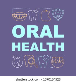 Oral health word concepts banner. Dental clinic. Healthy teeth. Guaranteed treatment. Presentation, website. Isolated lettering typography idea with linear icons. Vector outline illustration