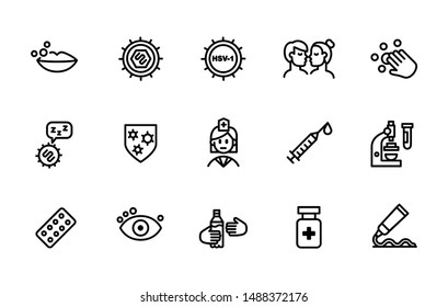 Oral Herpes - Herpes Simplex Virus 1 (HSV-1) Causes, Symptoms, Transmission And Treatment Icon Set