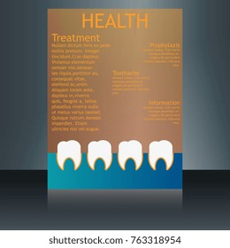 Oral hygiene booklet with tooth. Vector illustration.