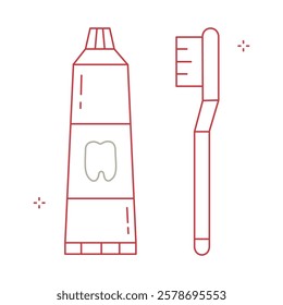 Oral Hygiene Toothbrush and Paste Vector Icon Design