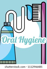 oral hygiene toothpaste and brush