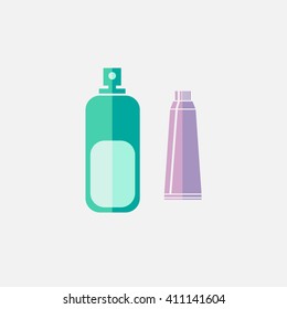 oral hygiene toothpaste, mouth wash, colored flat icon on white background
