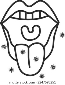 Oral infection icon, mouth infection icon black vector