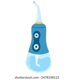 Oral irrigator for cleaning teeth. Professional dental water jet or flosser for washing mouth. Electric mouthwash equipment for hygiene. Flat isolated vector illustration on white background