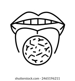 Oral microflora line black icon. Sign for web page, mobile app, button, logo. Vector isolated button. Editable stroke.