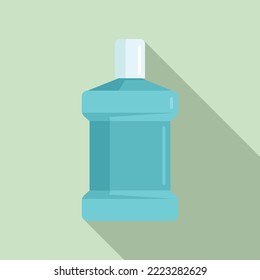 Oral mouthwash icon flat vector. Wash bottle. Dental fresh