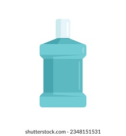 Oral mouthwash icon flat vector. Wash bottle. Dental fresh isolated