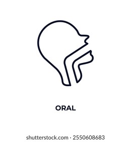 oral outline icon. Linear vector from dentist concept. Thin line oral icon isolated on white background