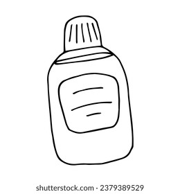 Oral rinse in doodle style. Mouthwash vector illustration isolated on white background