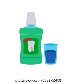 Oral Rinse, Medicine Flat Vector Illustration - Isolated