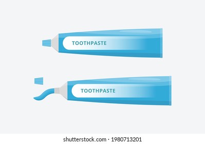 Mund- und Zahnpflege. Zahnpasta einzeln auf weißem Hintergrund. Zahnhygiene. Flache Vektorgrafik.