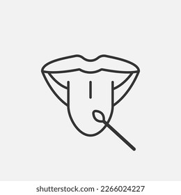 Oral test for laboratory line icon. Open mouth with tongue medical procedure. Vector illustration