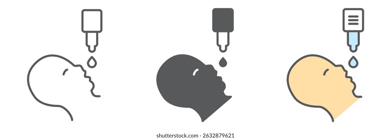 Oral vaccination line icon, vaccine and injection, baby vaccination vector icon, vector graphics, editable stroke outline sign, eps 10