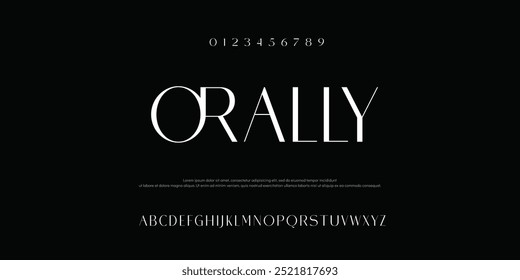Orally creative modern alphabet. Typography with modern regular and number. minimalist style fonts set. vector illustration