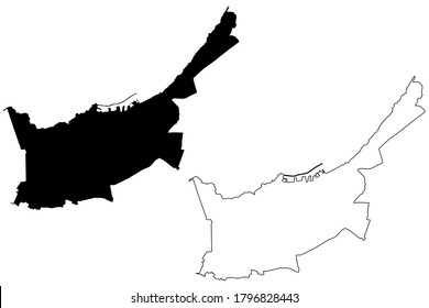 Oran City (People's Democratic Republic of Algeria, Oran Province) map vector illustration, scribble sketch City of Oran map