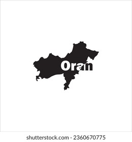 Oran map and black letter design on white background