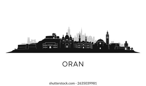 Oran Skyline com vetor de silhueta da cidade de Argélia.