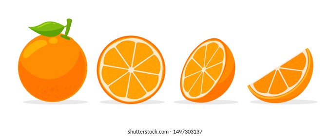 Orang fruit. Oranges that are segmented on a white background