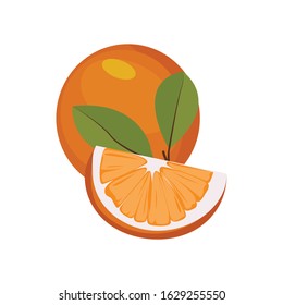 Orang fruit. Oranges that are segmented on a white background.