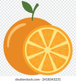 Orang fruit. Oranges that are segmented on a white background.