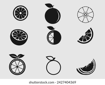 Conjunto de diseño de vector de fruta naranja