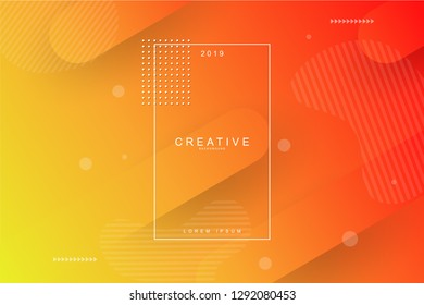 ORANGE. 2019, Happy new year. 2019 new year background celebration. Fluid shape, wavy, green, dynamic background. Trendy and modern background color.