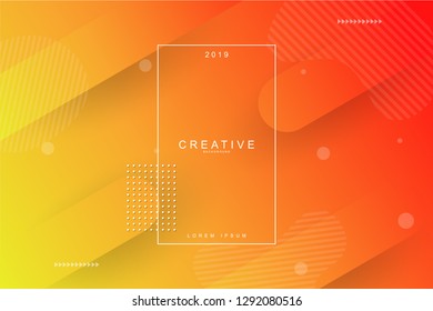 ORANGE. 2019, Happy new year. 2019 new year background celebration. Fluid shape, wavy, green, dynamic background. Trendy and modern background color.