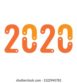 orange 2020 new year. 2020 logo design