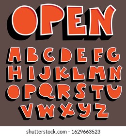 orange 3d alphabet set,vector font with shadow