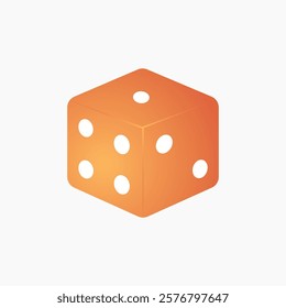 Orange 3D Dice with Six Dots