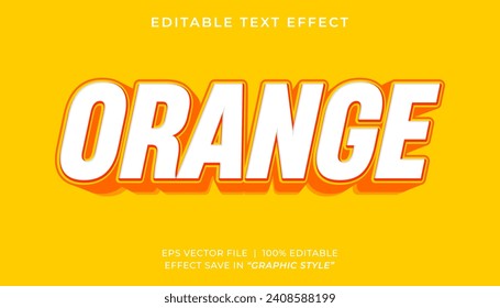 Plantilla de efecto de texto editable en naranja 3d