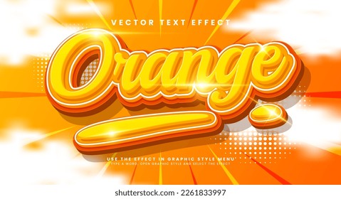 Orange 3d editable vector text style effect, suitable for tropical fruit themes