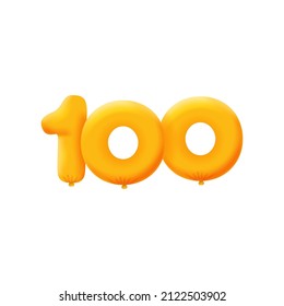 Orange 3D number 100 balloon realistic 3d helium Orange balloons. Coupon Vector illustration design Party decoration, Birthday,Anniversary,Christmas, Xmas,New year,Holiday Sale,celebration,carnival