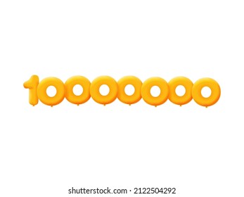 Orange 3D number 10000000 balloon realistic 3d helium Orange balloons. Coupon Vector illustration design Party decoration,Birthday,Anniversary,Christmas,Xmas,New year,Holiday Sale,celebration,carnival