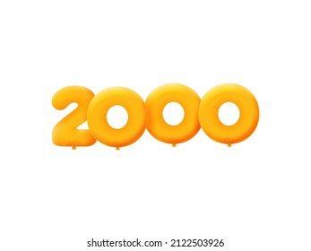 Orange 3D number 2000 balloon realistic 3d helium Orange balloons. Coupon Vector illustration design Party decoration,Birthday,Anniversary,Christmas,Xmas,New year,Holiday Sale,celebration,carnival