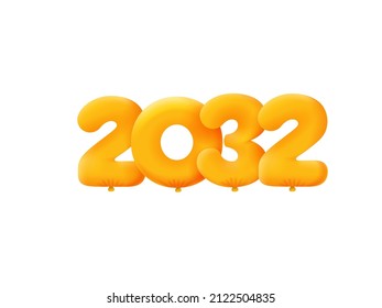 Orange 3D number 2032 balloon realistic 3d helium Orange balloons. Coupon Vector illustration design Party decoration,Birthday,Anniversary,Christmas,Xmas,New year,Holiday Sale,celebration,carnival