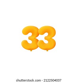 Orange 3D number 33 balloon realistic 3d helium Orange balloons. Coupon Vector illustration design Party decoration, Birthday,Anniversary,Christmas, Xmas,New year,Holiday Sale,celebration,carnival