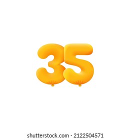 Globos 3D naranja número 35 globo realistas de helio 3d Globos naranja. Cupón Vector ilustración diseño Decoración de fiesta, Cumpleaños, Aniversario, Navidad, Navidad, Año Nuevo, Venta de Vacaciones, Celebración, Carnaval