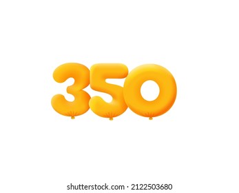 Orange 3D number 350 balloon realistic 3d helium Orange balloons. Coupon Vector illustration design Party decoration,Birthday,Anniversary,Christmas,Xmas,New year,Holiday Sale,celebration,carnival