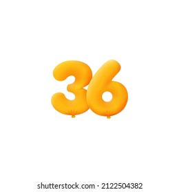 Orange 3D number 36 balloon realistic 3d helium Orange balloons. Coupon Vector illustration design Party decoration, Birthday,Anniversary,Christmas, Xmas,New year,Holiday Sale,celebration,carnival