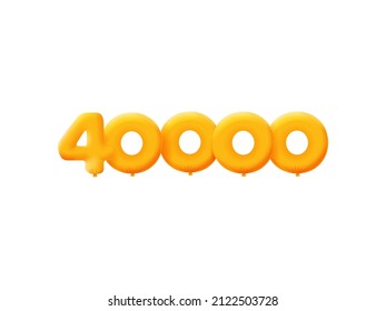 Orange 3D number 40000 balloon realistic 3d helium Orange balloons. Coupon Vector illustration design Party decoration,Birthday,Anniversary,Christmas,Xmas,New year,Holiday Sale,celebration,carnival