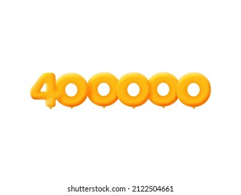Orange 3D number 400000 balloon realistic 3d helium Orange balloons. Coupon Vector illustration design Party decoration,Birthday,Anniversary,Christmas,Xmas,New year,Holiday Sale,celebration,carnival