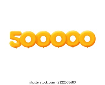 Orange 3D number 500000 balloon realistic 3d helium Orange balloons. Coupon Vector illustration design Party decoration,Birthday,Anniversary,Christmas,Xmas,New year,Holiday Sale,celebration,carnival