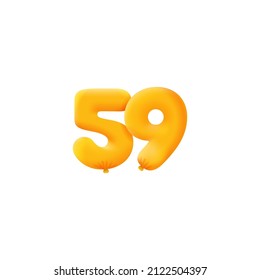 Orange 3D number 59 balloon realistic 3d helium Orange balloons. Coupon Vector illustration design Party decoration, Birthday,Anniversary,Christmas, Xmas,New year,Holiday Sale,celebration,carnival
